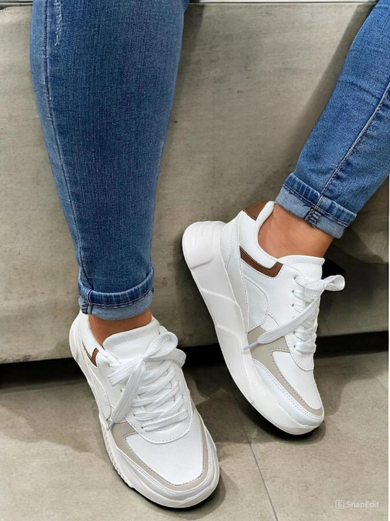 Tenis De Mujer Monaco Blanco Miel